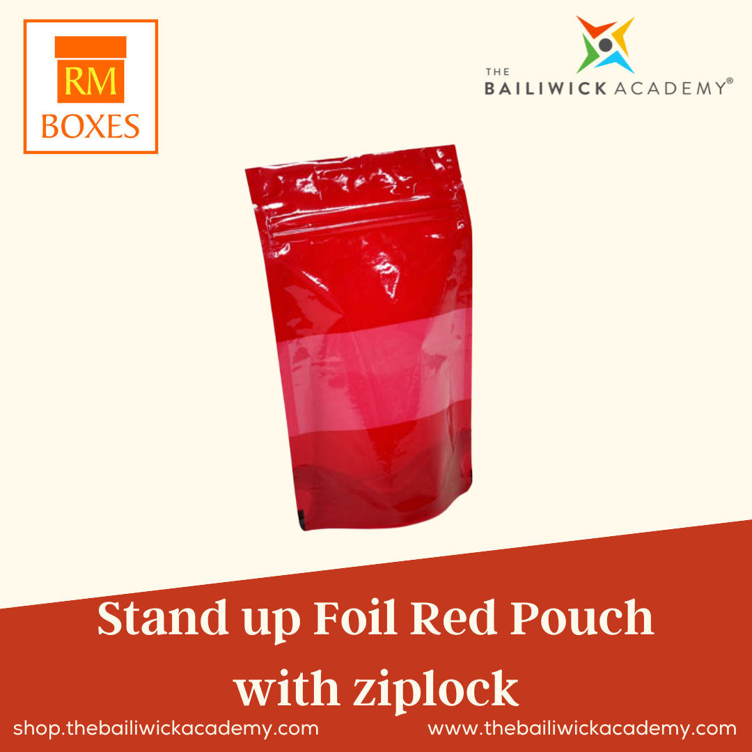 4¼” x 6″ Stand-Up Foil Pouch with Ziplock (50s) - Red