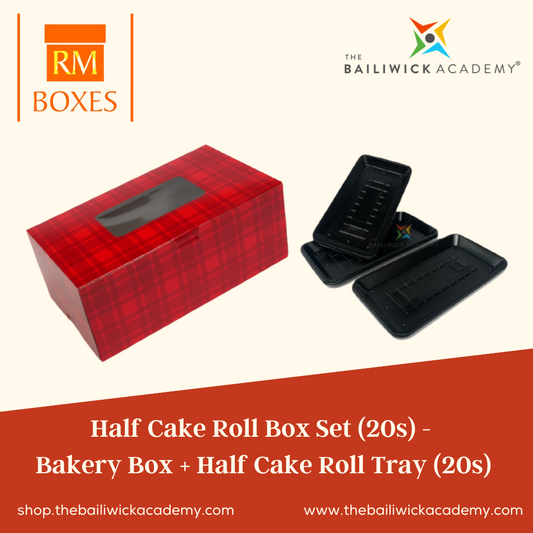 (20pcs) Half Cake Roll Box + Half Cake Roll Tray (20pcs)