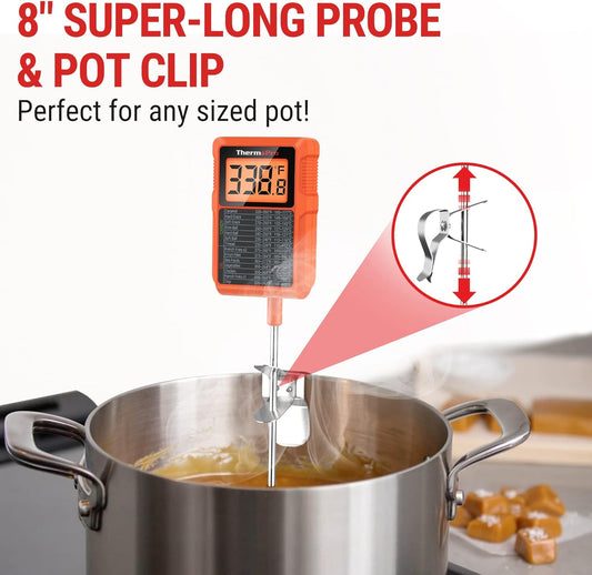 THERMOPRO TP510 8.1″ WATERPROOF DIGITAL CANDY THERMOMETER WITH POT CLIP