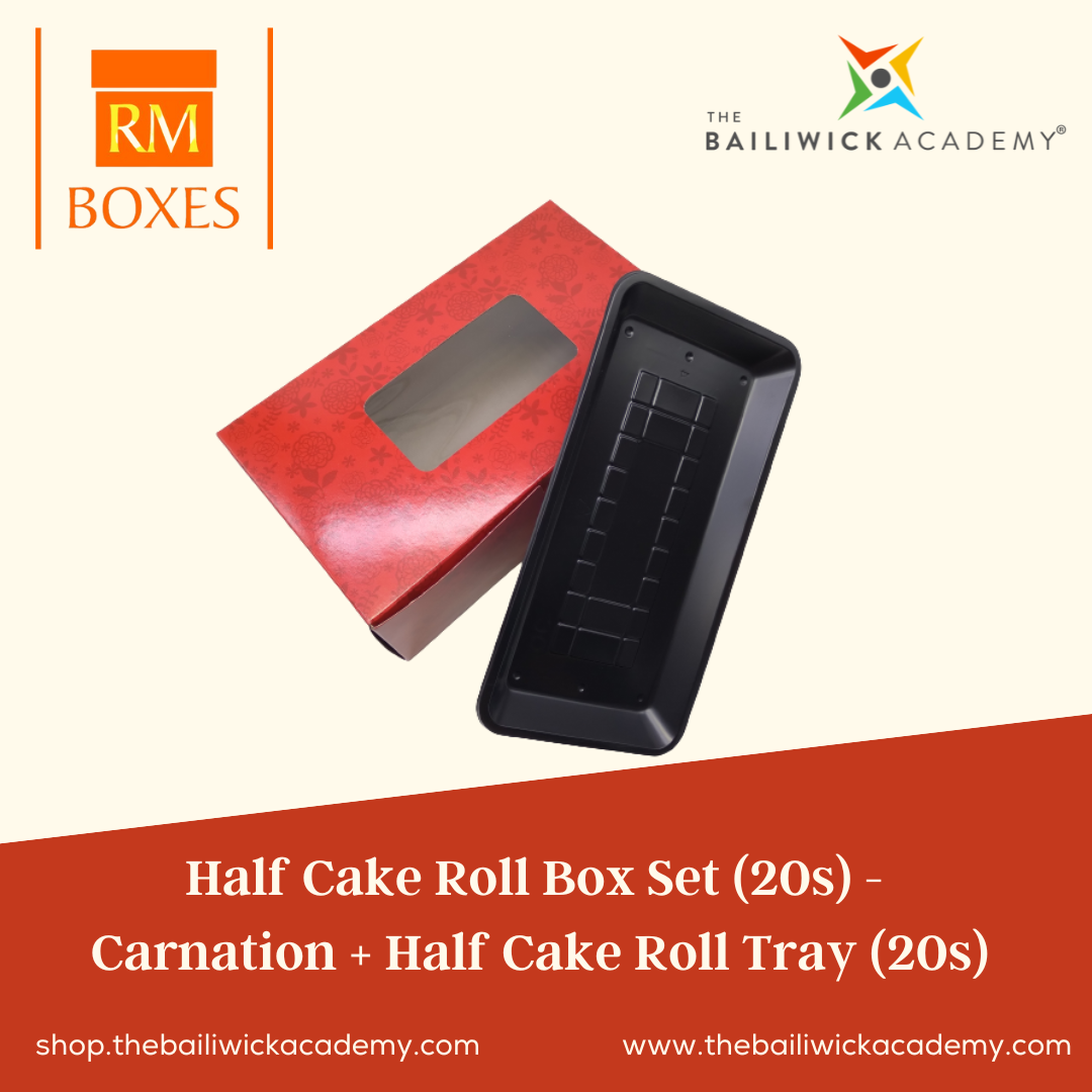 (20pcs) Half Cake Roll Box + Half Cake Roll Tray (20pcs)