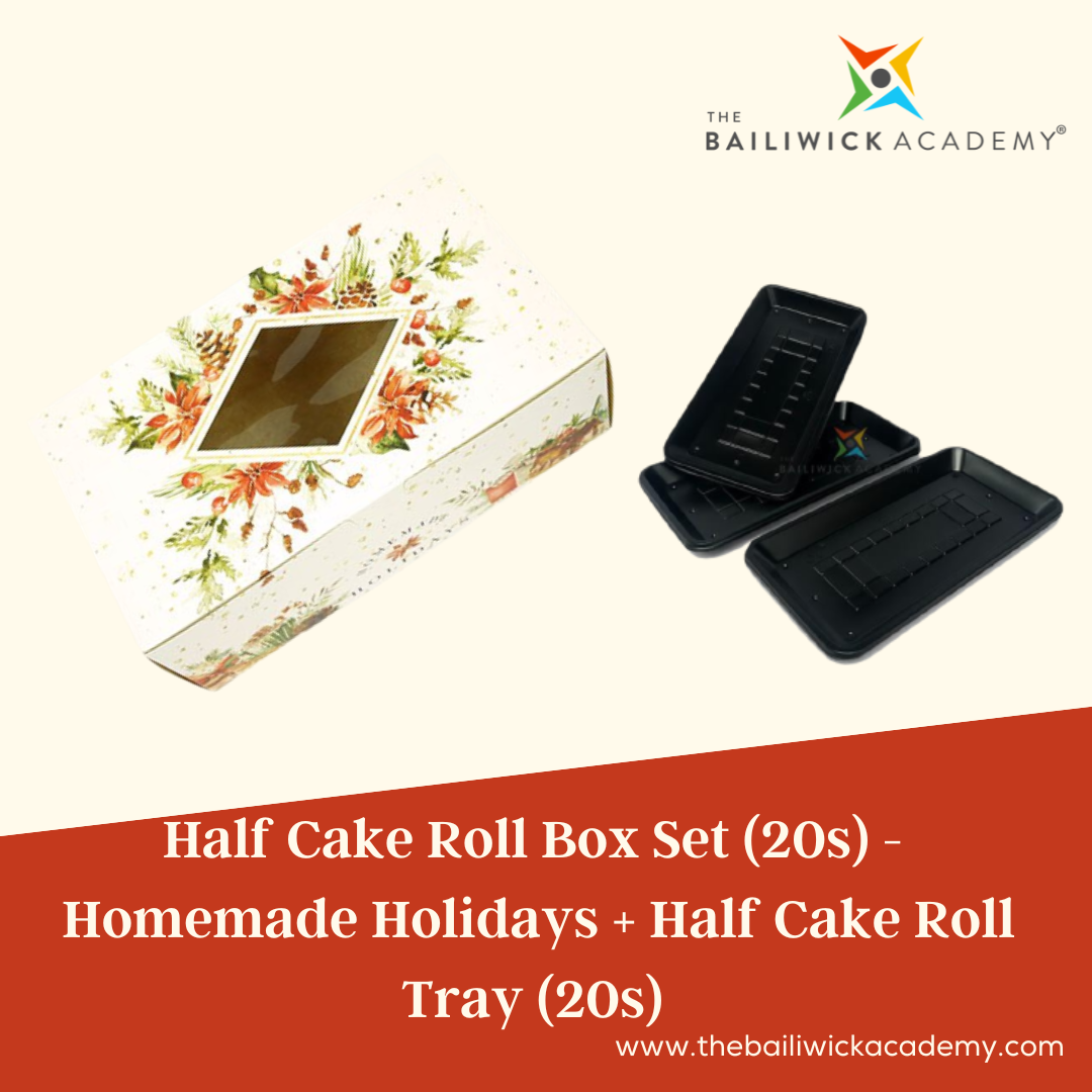 (20pcs) Half Cake Roll Box + Half Cake Roll Tray (20pcs)